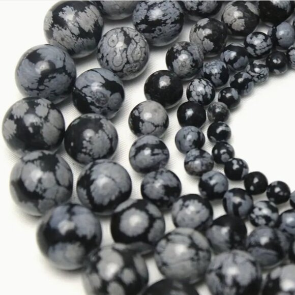 Snowflake Obsidian Alabaster 10mm Big, Bold, Beautiful   15" strand - Picture 2 of 2